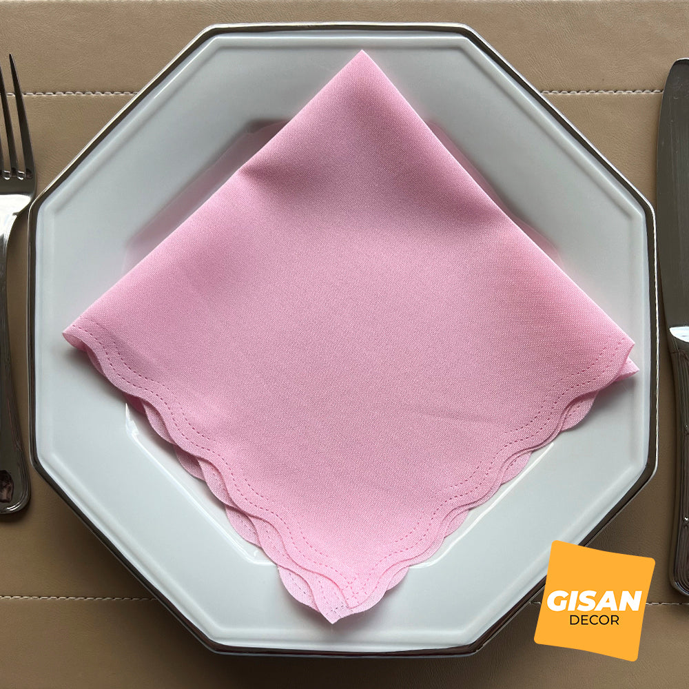 Kit 10 Guardanapos Mesa Posta em Tecido Oxford Corte a Laser - Rosa Claro