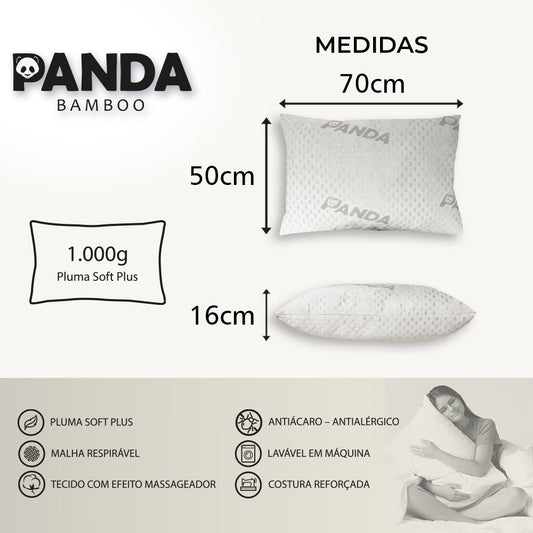 Travesseiro Massageador Panda Alto Macio Fibra Soft Tecido Respirável