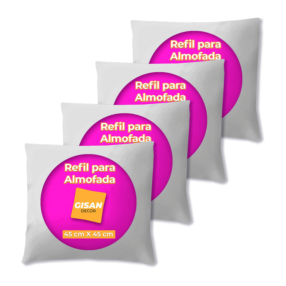 Kit Com 4 Refil Almofadas Siliconada Enchimento Fibra Branco