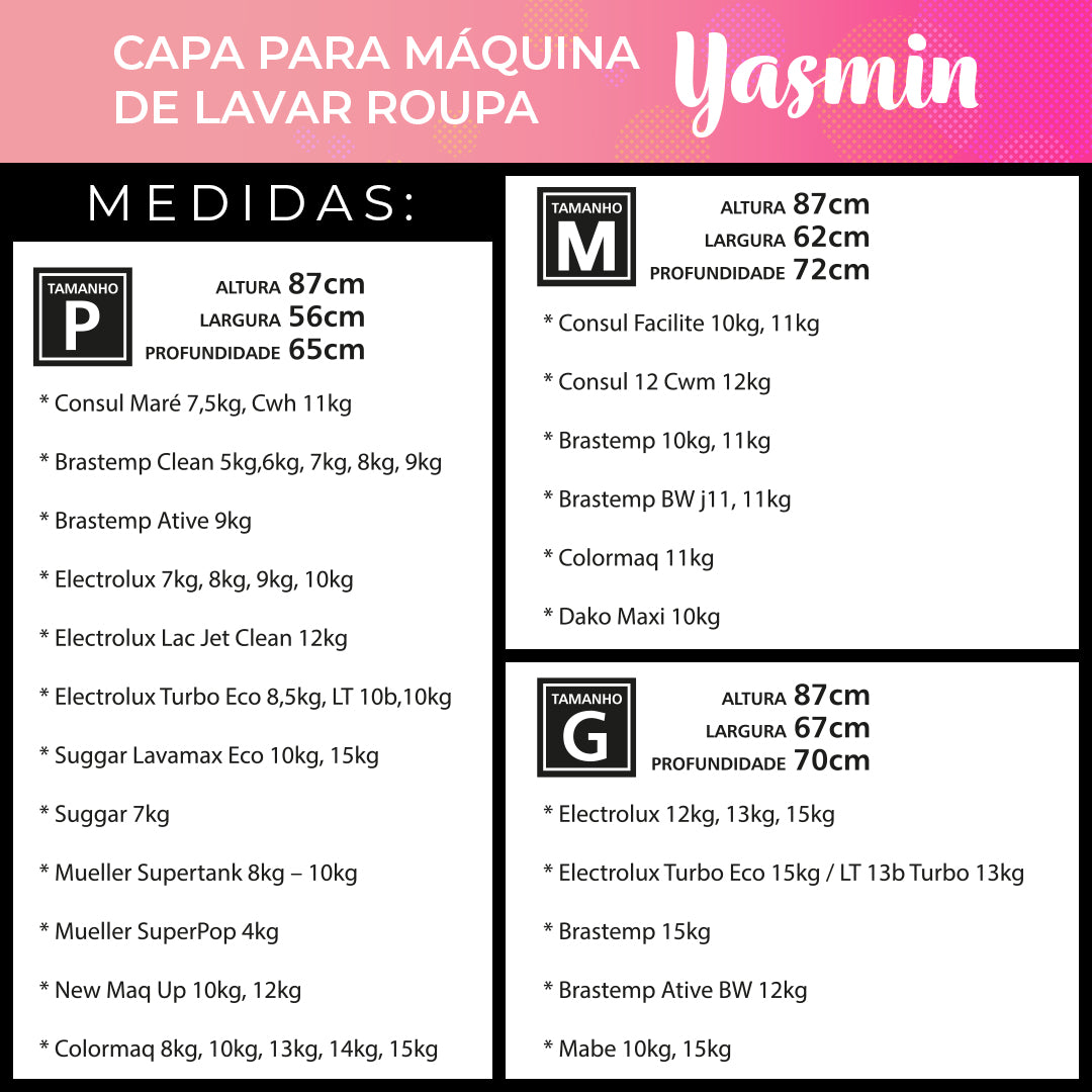 Capa Para Maquina de Lavar Roupas Linha Yasmin