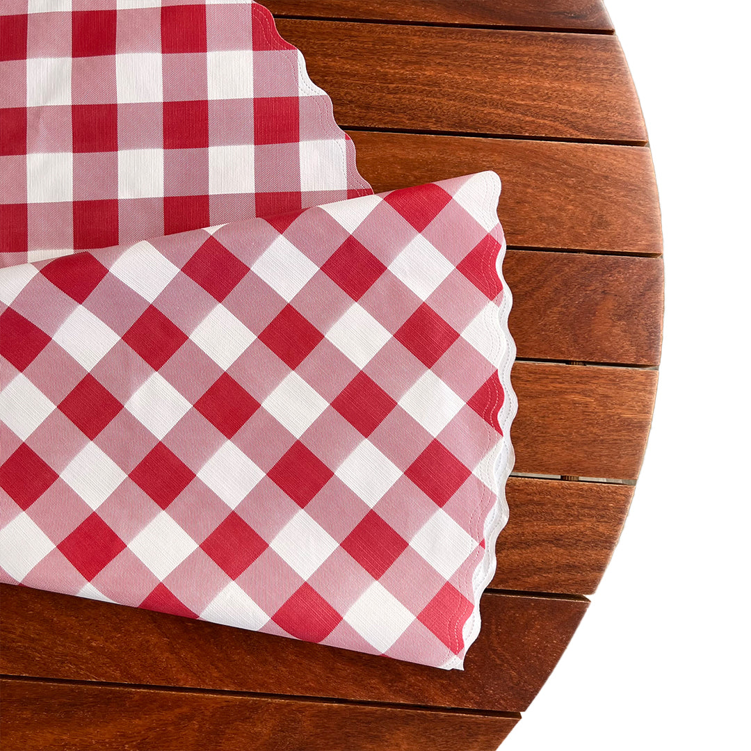 Toalha de Mesa Redonda Impermeável Térmica até 80 ° Xadrez Vermelho