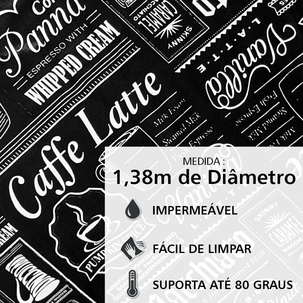 Toalha de Mesa Redonda Impermeável Térmica até 80 ° Café Expresso