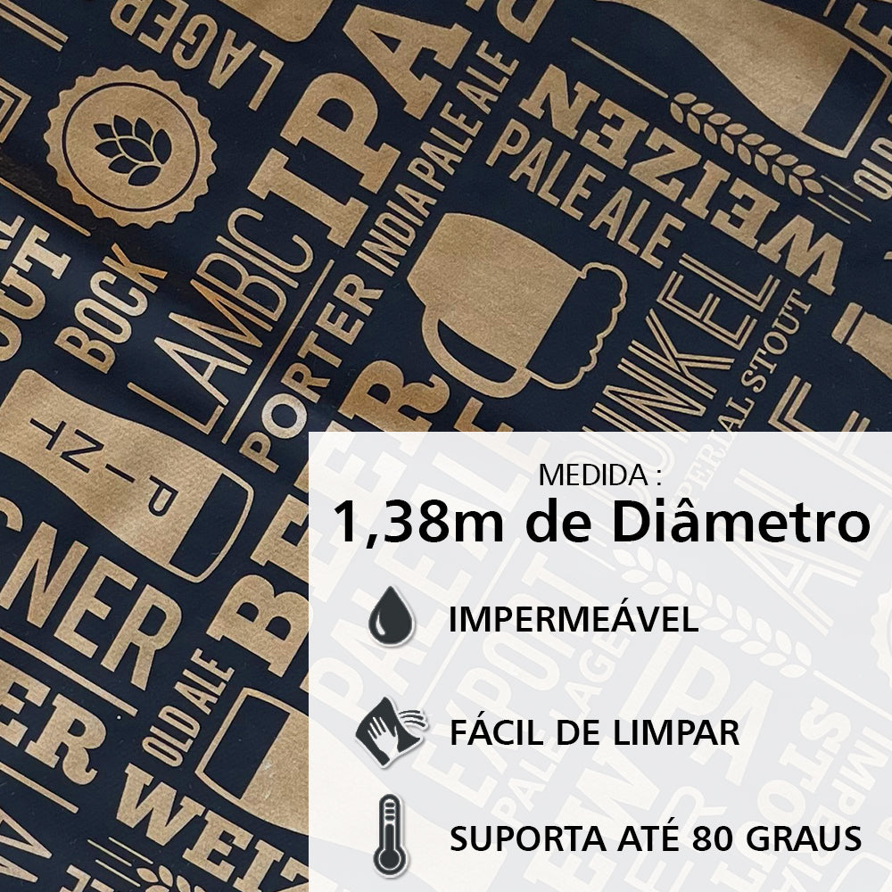 Toalha de Mesa Redonda Impermeável Térmica até 80 ° Beers