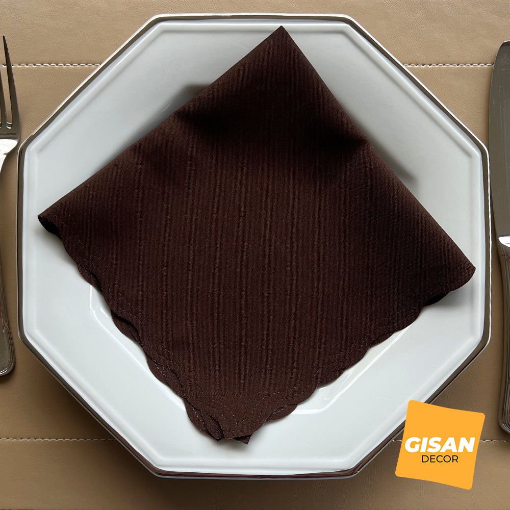 Kit 10 Guardanapos Mesa Posta em Tecido Oxford Corte a Laser - Marrom Chocolate