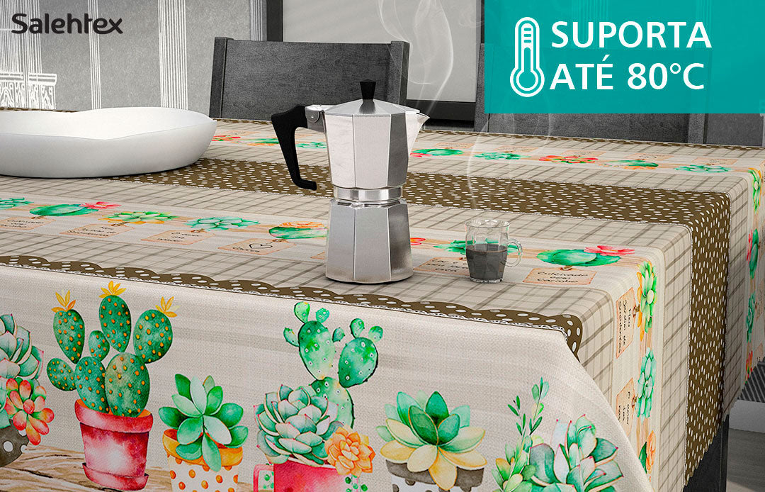 Toalha De Mesa Térmica Impermeável Cozinha Cactus