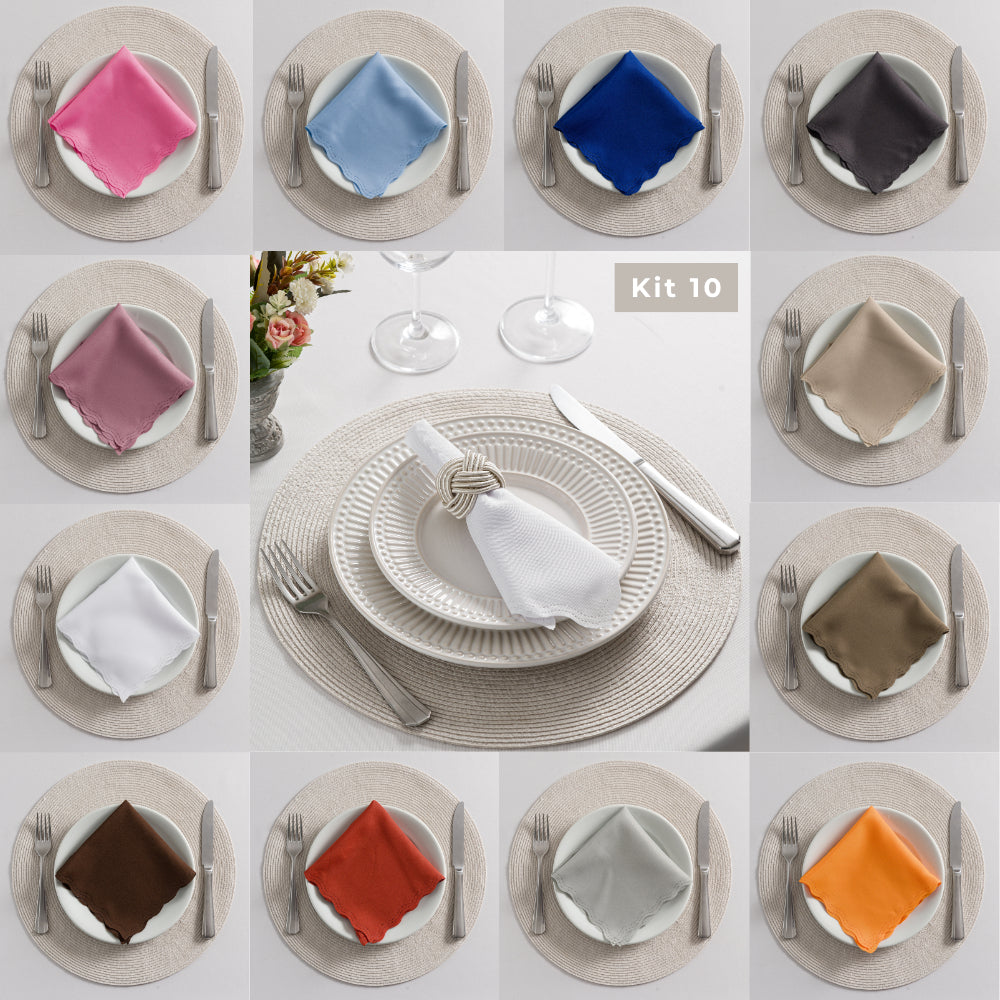 Guardanapo de Tecido Oxford Kit 10 Unidades 33cm Corte a Laser e Cores Variadas Mesa Posta