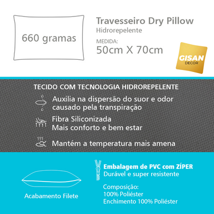 Travesseiro Dry Pillow Hidrorepelente Impermeável