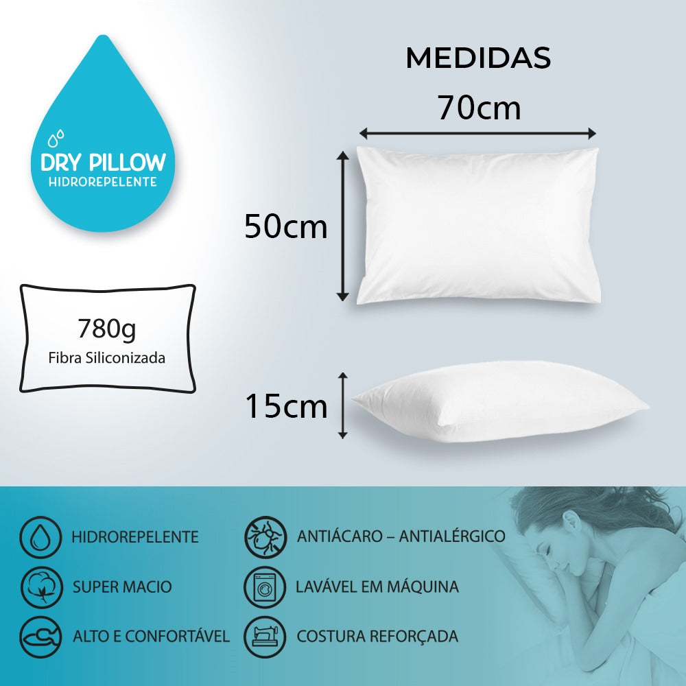 Travesseiro Macio Confortavel Anti Alérgico Siliconada Impermeável -  Dry Pillow
