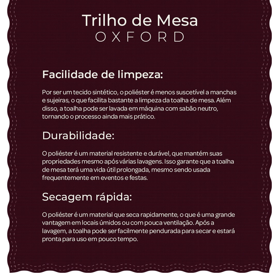 Trilhos de mesa em Tecido Oxford