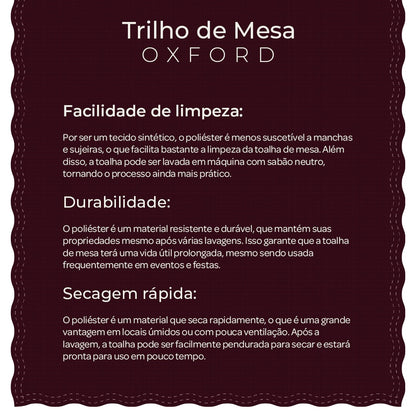 Trilhos de mesa em Tecido Oxford