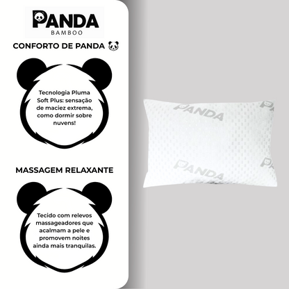 Travesseiro Massageador Panda Alto Macio Fibra Soft Tecido Respirável