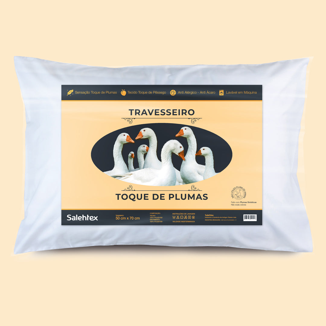 Travesseiros Plumas de Ganso Eco Antialérgico Macio Super Confortável