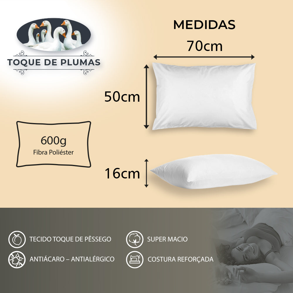 Travesseiros Plumas de Ganso Eco Antialérgico Macio Super Confortável